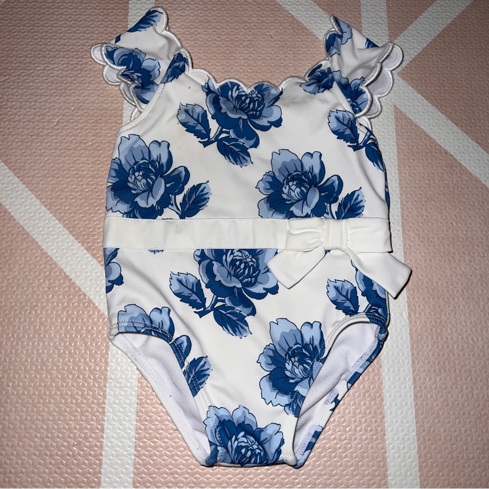 Floral Scalloped Edge Bathing Suit